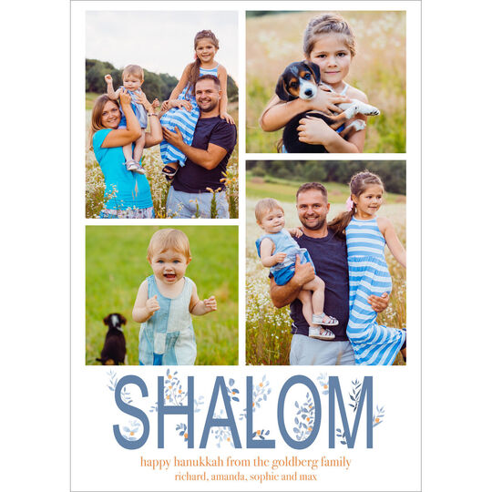 Floral Shalom Hanukkah Photo Cards